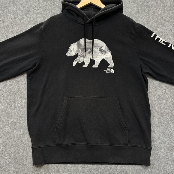 The North Face Hoodie Mens XL Black California Grizzly Bear Graphic Sweatshirt - Picture 2 of 12